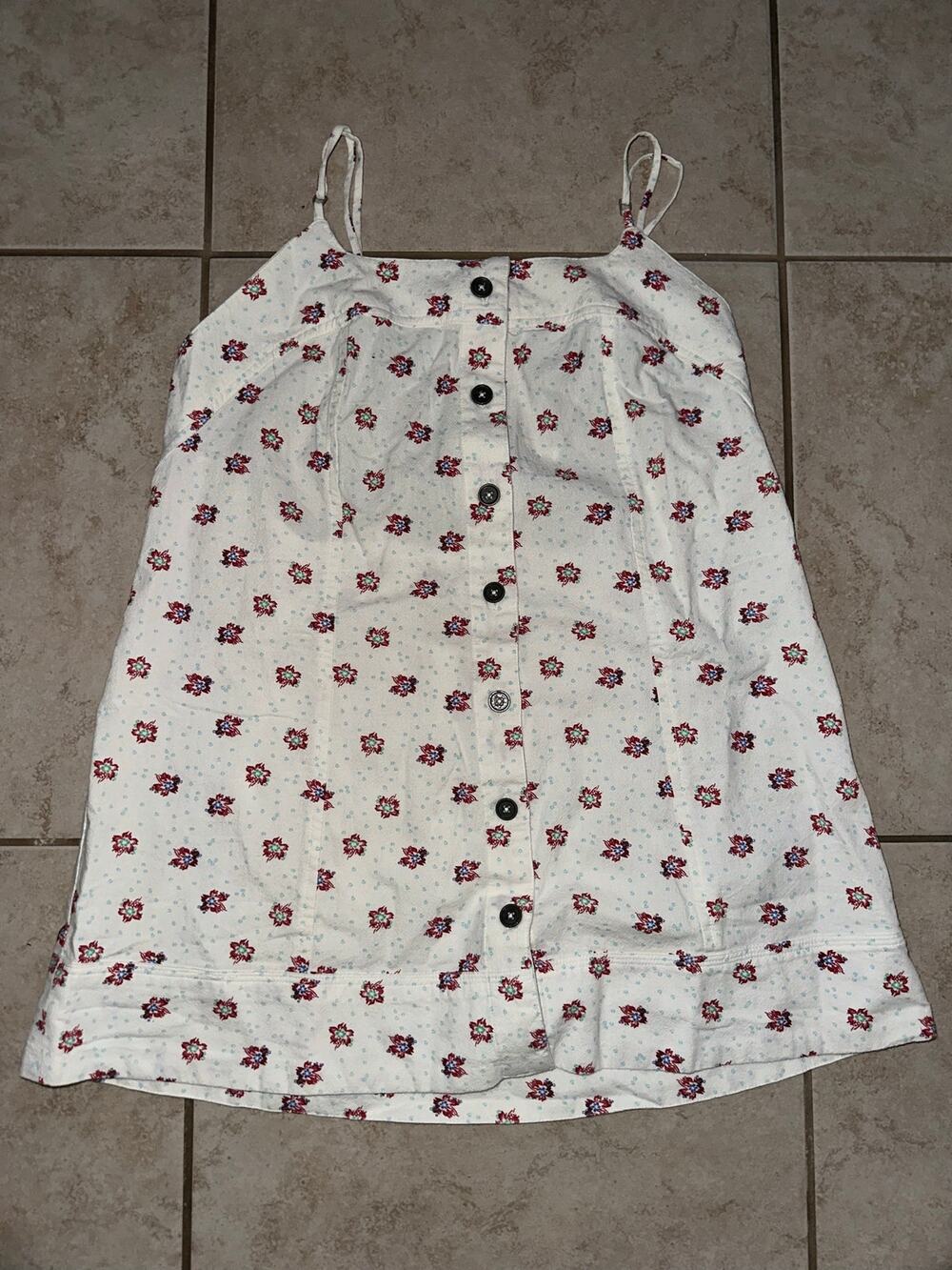 Womens Free People White Red M Button Front Cami Tank Top